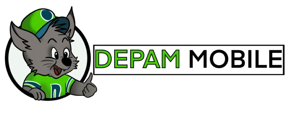 Mascotte de Depam Mobile, un loup souriant portant une casquette verte.